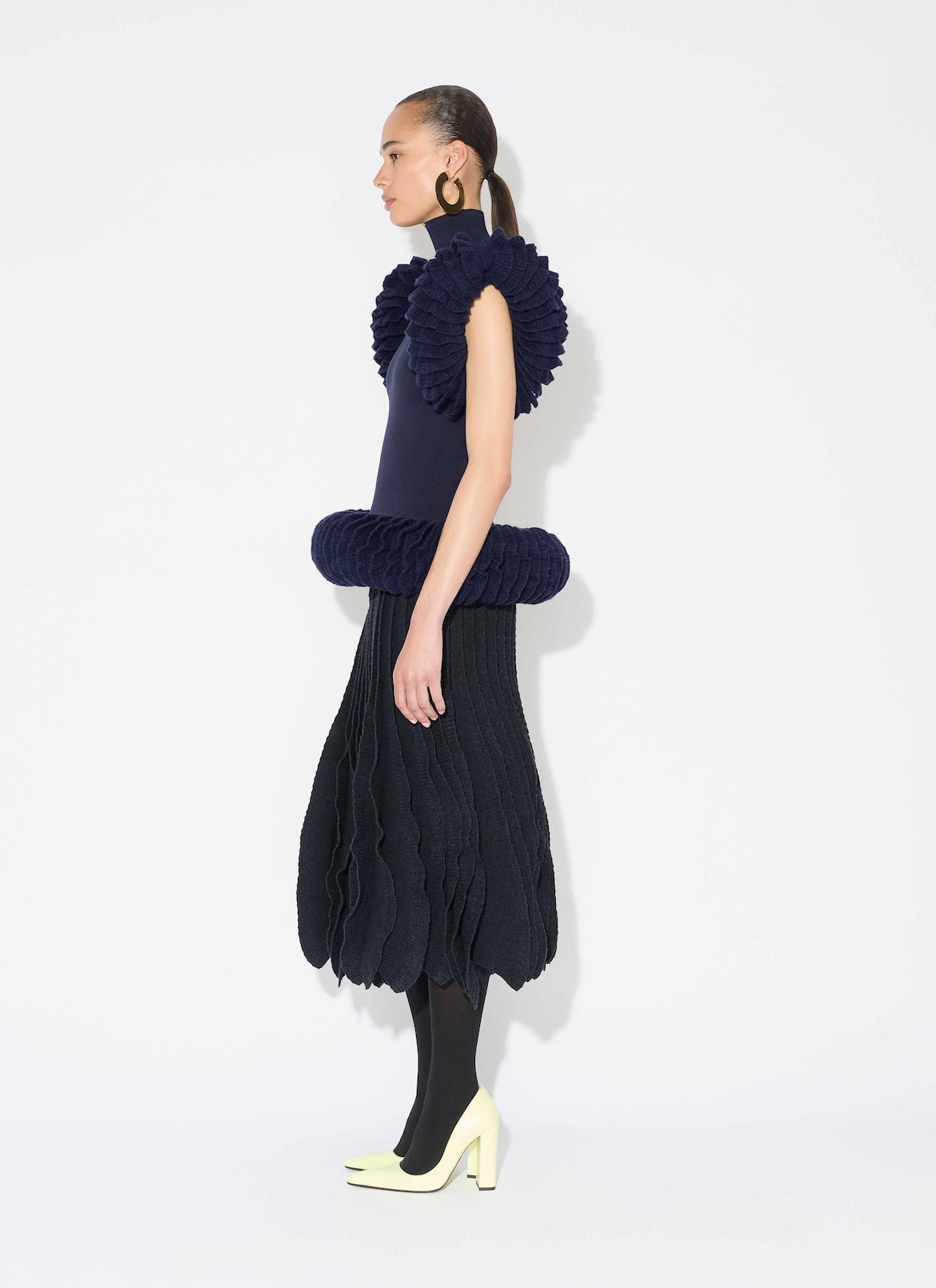 TWEED KNIT FRILLS SKIRT ALAÏA MARINE TWEED KNIT FRILLS SKIRT